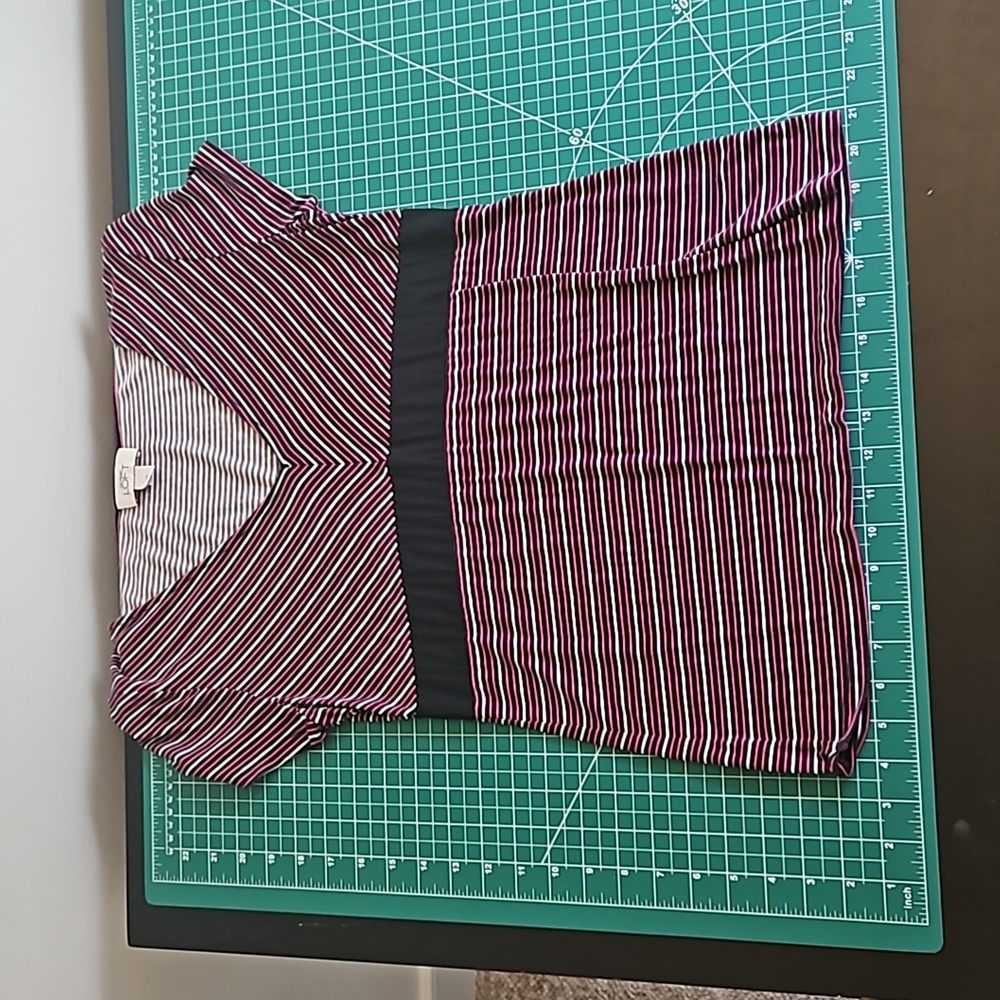 pink white and black striped ann taylor loft t shirt